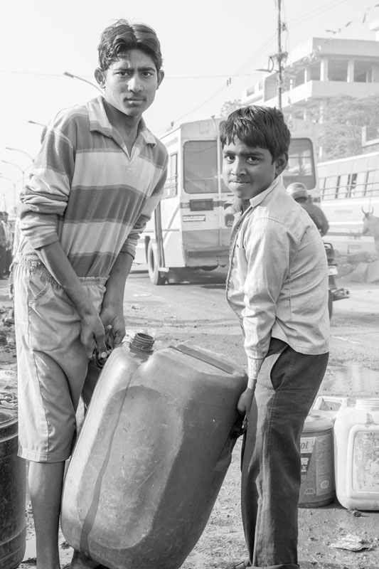 Water portraits - Transporting load of water procured from a tanker – South-East district, National Capital Territory of Delhi